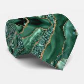 Emerald Green Gold Glitzer Funkelnd Neck Tie Krawatte (Gerollt)