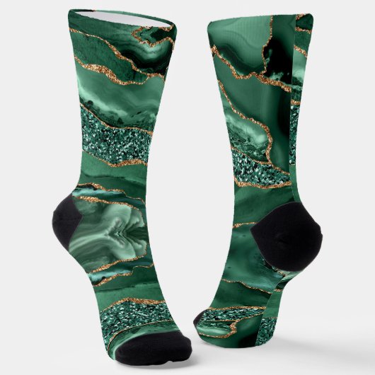 Emerald Green Gold Glitzer Funkelnd Socken aus Mar (Gewinkelt)