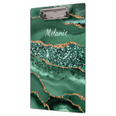 Emerald Green Gold Glitzer Individuelle Name Clipb Klemmbrett (Links)