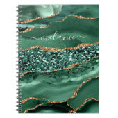 Emerald Green Gold Glitzer Individuelle Name Noteb Notizblock (Vorderseite)