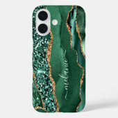Emerald Green Gold Glitzer iPhone Case Individuell (Rückseite)