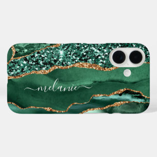 Emerald Green Gold Glitzer iPhone Case Individuell