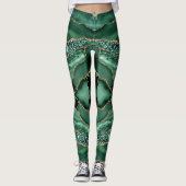 Emerald Green Gold Glitzer Leggings (Vorderseite)