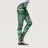 Emerald Green Gold Glitzer Leggings Individuelle N (Rechts)