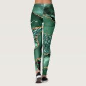 Emerald Green Gold Glitzer Leggings Individuelle N (Rückseite)