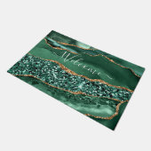 Emerald Green Gold Glitzer Marble Doormat Fußmatte (Schrägansicht)