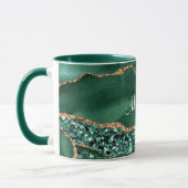 Emerald Green Gold Glitzer Marble Individuelle Nam Tasse (Links)