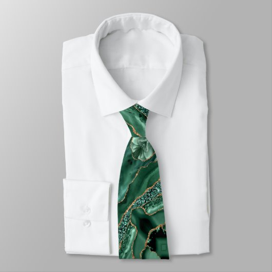Emerald Green Gold Glitzer Neck Tie Krawatte (Gebunden)