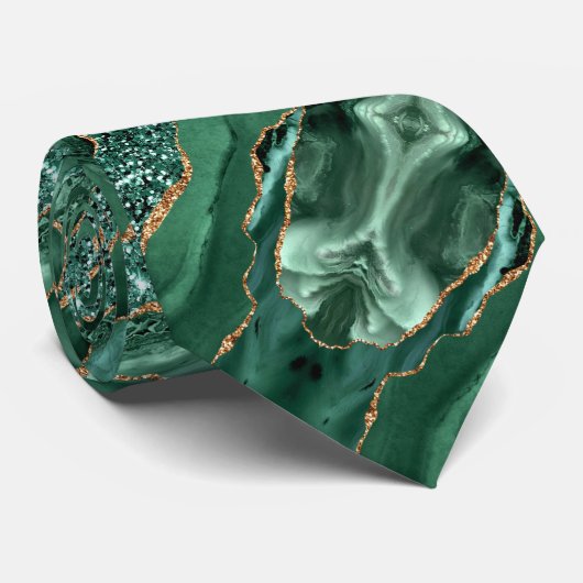 Emerald Green Gold Glitzer Neck Tie Krawatte (Gerollt)