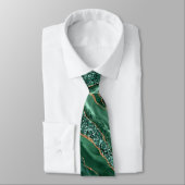 Emerald Green Gold Glitzer Neck Tie Krawatte (Gebunden)