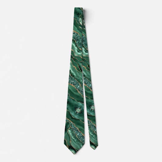 Emerald Green Gold Glitzer Neck Tie Krawatte (Vorderseite)