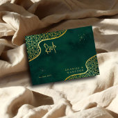 Emerald Green Gold Glitzer QR Code Wedding RSVP Begleitkarte
