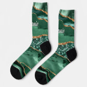 Emerald Green Gold Glitzer Socken mit Individuelle (Linkes Detail)