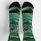 Emerald Green Gold Glitzer Socken mit Individuelle (Oben)