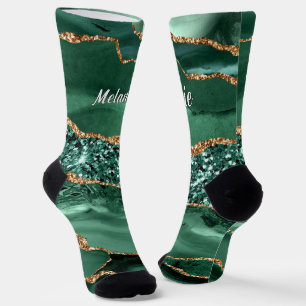 Emerald Green Gold Glitzer Socken mit Individuelle