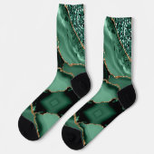 Emerald Green Gold Glitzer Socks Socken (Linkes Detail)