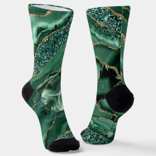 Emerald Green Gold Glitzer Socks Socken