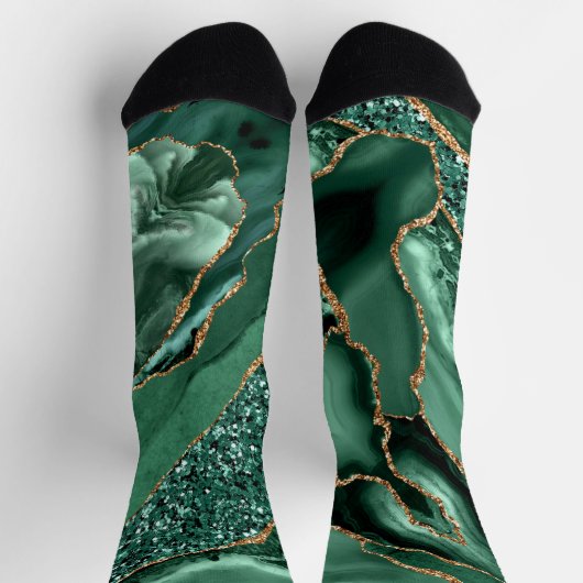 Emerald Green Gold Glitzer Sparkone Socks Socken (Oben)