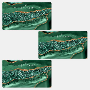 Emerald Green Gold Glitzer Sticker Individuelle Na