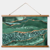 Emerald Green Gold Glitzer Tapestry Individuelle N Wandteppich Mit Holzrahmen (Vorne)