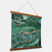 Emerald Green Gold Glitzer Tapestry Individuelle N Wandteppich Mit Holzrahmen (Gewinkelt)