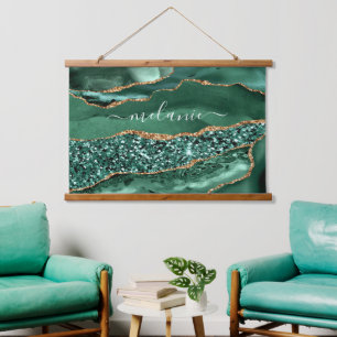 Emerald Green Gold Glitzer Tapestry Individuelle N Wandteppich Mit Holzrahmen