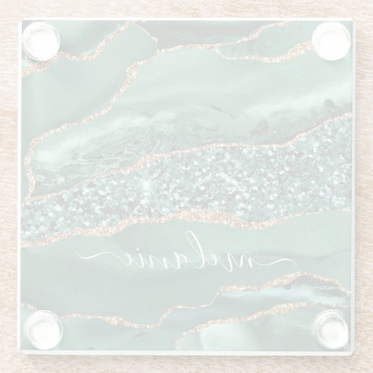 Emerald Green Gold Glitzer Untersetzer Individuell (Rückseite)