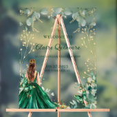 Emerald Green Gold Gown Princess Quinceanera Acrylschild (Neutral)