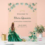 Emerald Green Gold Gown Princess Quinceanera Acrylschild (Hochzeit)