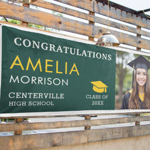 Emerald Green Gold Graduate Foto Abschluss Banner