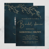 Emerald Green Gold Greenery Brautparty Einladung (Vorne/Hinten)
