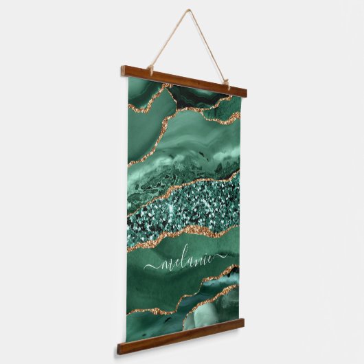 Emerald Green Gold - Ihr Name Tapestry Wandteppich Mit Holzrahmen (Gewinkelt)