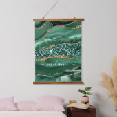 Emerald Green Gold - Ihr Name Tapestry Wandteppich Mit Holzrahmen (Schlafzimmer)