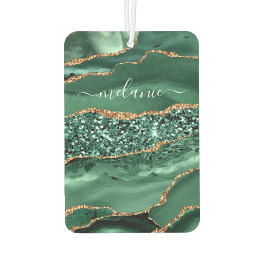 Emerald Green Gold Individuelle Name Air Freshener Autolufterfrischer (Rückseite)