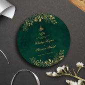 Emerald Green Gold Islamic Wedding Round Menu Card Einladung