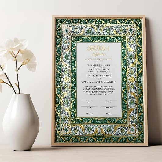 Emerald Green Gold Islamische Nikkah Zeremonie Foliendrucke