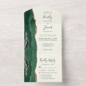 Emerald Green Gold Ivory Meal Options Wedding All In One Einladung (Innen Boden)
