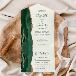 Emerald Green Gold Ivory Meetingoptionen Hochzeit All In One Einladung