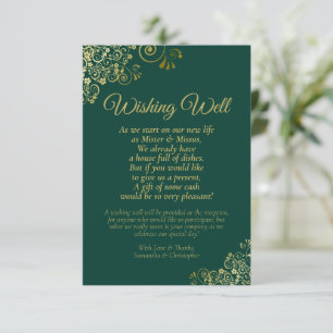Emerald Green Gold Lace Hochzeit wünscht gutes Ged Begleitkarte