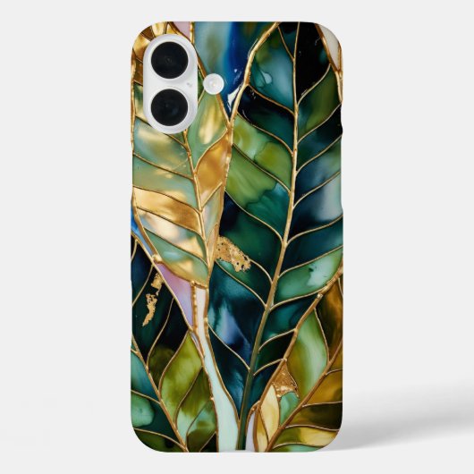 Emerald Green Gold Leaf Aesthetic Phone Case (Rückseite)