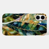 Emerald Green Gold Leaf Aesthetic Phone Case (Rückseite (Horizontal))