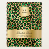 Emerald Green Gold Leopard Business Logo 2025 Planer (Vorderseite)