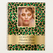 Emerald Green Gold Leopard Schönheitssalon 2026 Planer (Vorderseite)