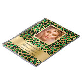 Emerald Green Gold Leopard Schönheitssalon Busines Notizblock (Linke Seite)