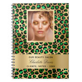 Emerald Green Gold Leopard Schönheitssalon Busines Notizblock (Vorderseite)