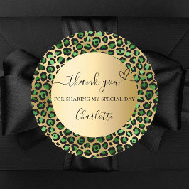 Emerald Green Gold Leopard Vielen Dank Runder Aufkleber