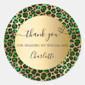 Emerald Green Gold Leopard Vielen Dank Runder Aufkleber (Vorderseite)