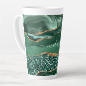 Emerald Green Gold Marble Individuelle Name Latte Milchtasse (Linke Ecke)