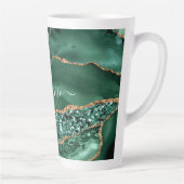 Emerald Green Gold Marble Individuelle Name Latte Milchtasse (Rechts)