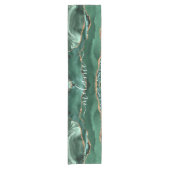 Emerald Green Gold Marble Individuelle Name Table Kurzer Tischläufer (Vorderseite)